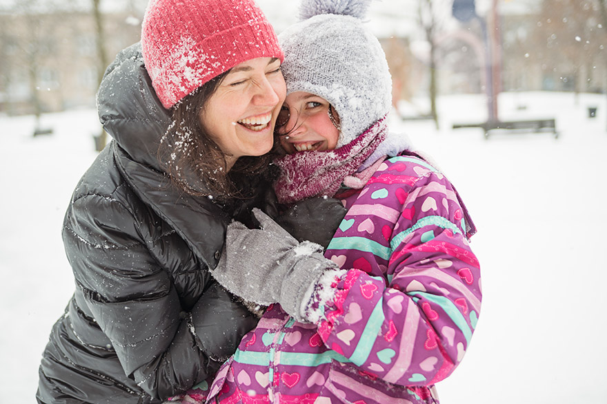 Kids playing in snow