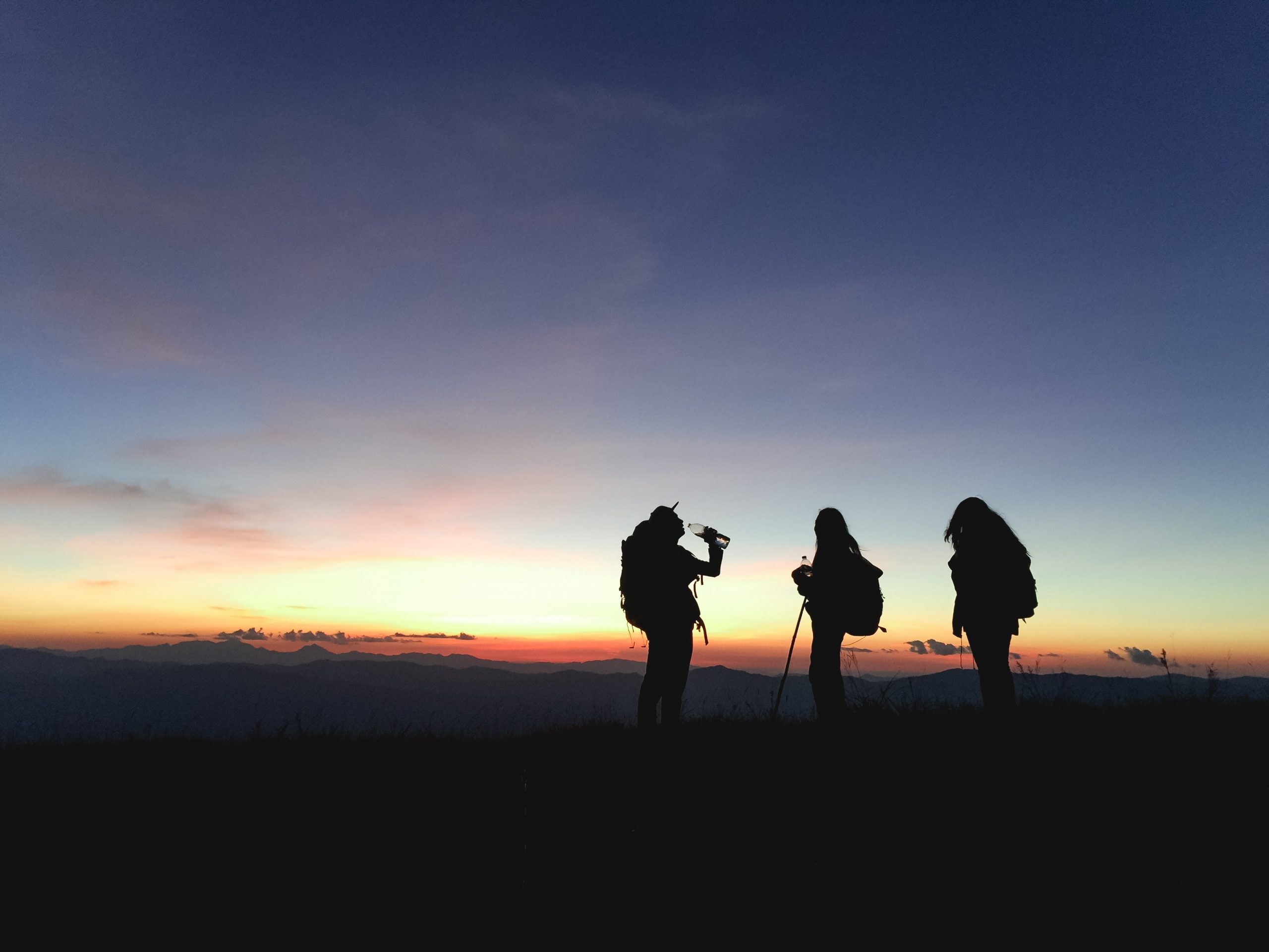 Silhouette of hikers