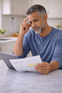 Person reviewing diabetes information after a new diagnosis