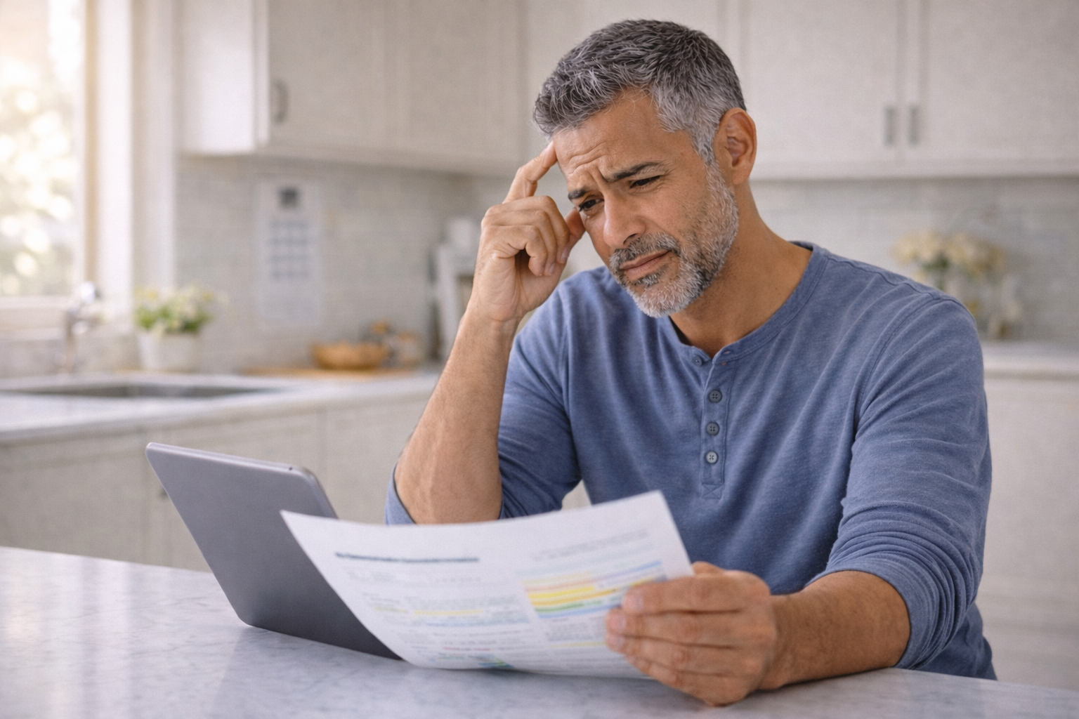 Person reviewing diabetes information after a new diagnosis