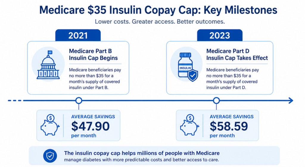 Medicare insulin $35 cap timeline 2021 to 2023